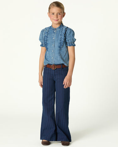 STRIPED BLUE DENIM TROUSERS