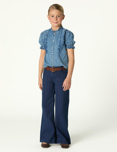 STRIPED BLUE DENIM TROUSERS