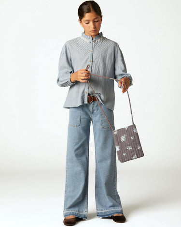 BLUE DENIM WIDE LEG JEANS