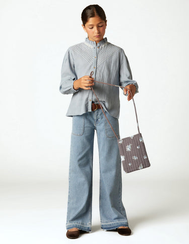 BLUE DENIM WIDE LEG JEANS