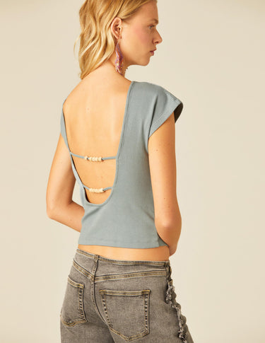 GRAY STRAPPY BACK T-SHIRT