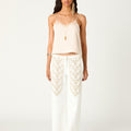 EMBROIDERED WHITE DENIM JEANS