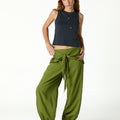 GREEN TIED BAGGY TROUSERS