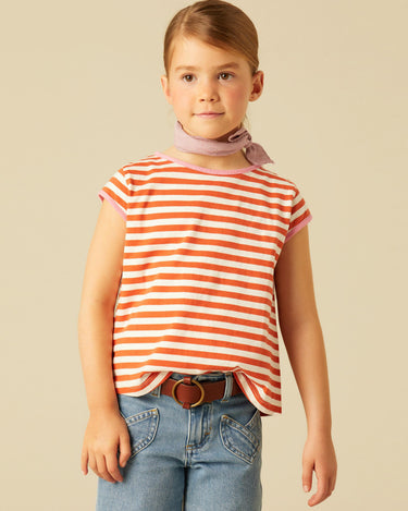 CAMISETA RAYA NARANJA CONSTRASTE