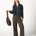 GREY STUDDED CHECK PANTS