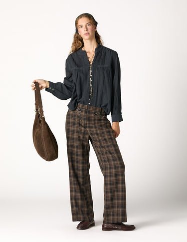 GREY STUDDED CHECK PANTS
