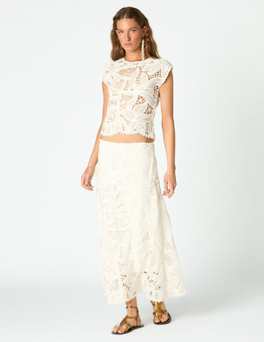 WHITE LACE SKIRT