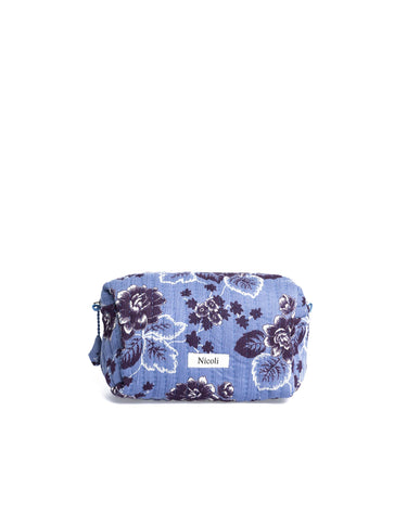 VINTAGE PRINT ANILINE BLUE SMALL TOILETRY BAG