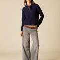 GRAY LOW WAIST DOUBLE BUTTON TROUSERS