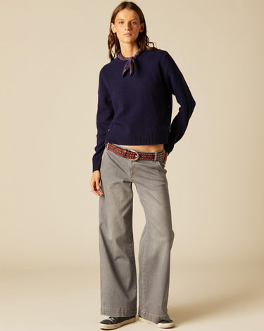 GRAY LOW WAIST DOUBLE BUTTON TROUSERS