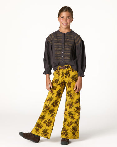 CURRY FLORAL CORDUROY PANTS