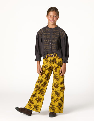 CURRY FLORAL CORDUROY PANTS