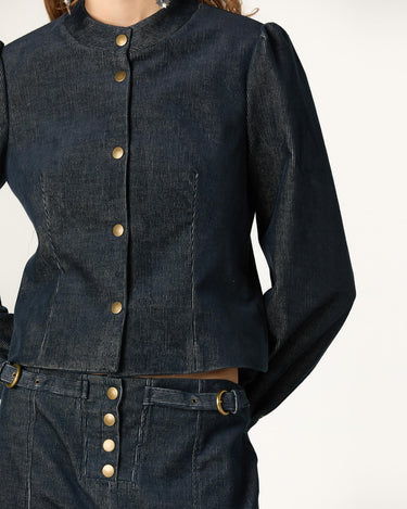 BLUE CORDUROY JACKET WITH SNAPS