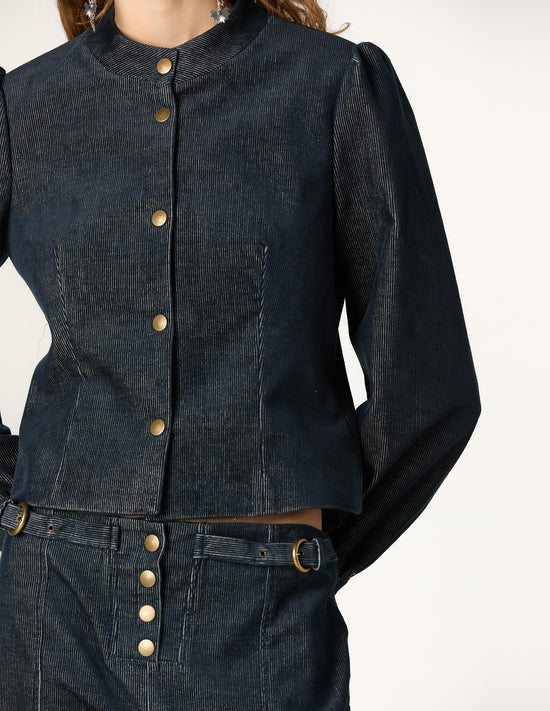 BLUE CORDUROY JACKET WITH SNAPS