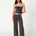 ANTHRACITE PAISLEY DENIM PANTS