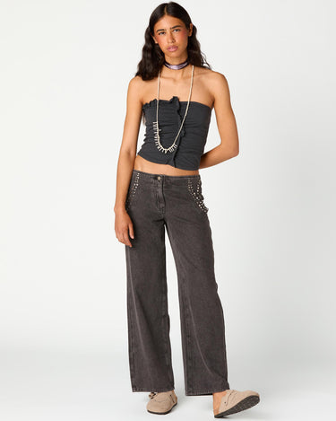 ANTHRACITE PAISLEY DENIM PANTS