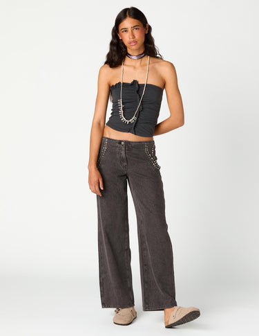 ANTHRACITE PAISLEY DENIM PANTS