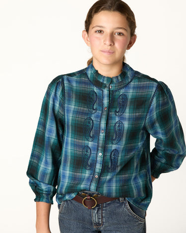 BLUE CHECK EMBROIDERED SHIRT