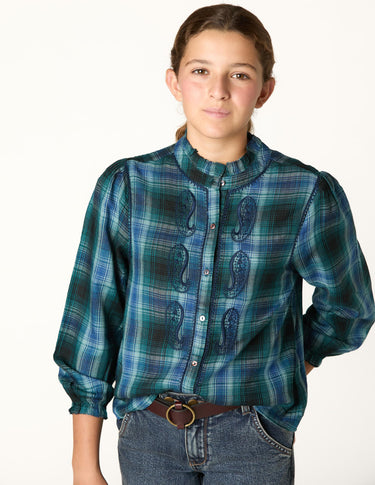 BLUE CHECK EMBROIDERED SHIRT