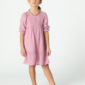 PUFF SLEEVE PIN TUCK DRESS PINK