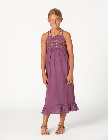 EMBROIDERED DRESS FLOWER FEATHER