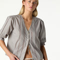 V-NECK LACE SHIRT IRON GREY