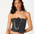 ASYMMETRIC RUCHED ANTHRACITE T-SHIRT