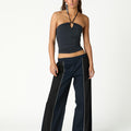 TWO-TONE ZIPPER TROUSERS