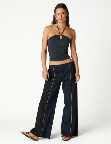 TWO-TONE ZIPPER TROUSERS