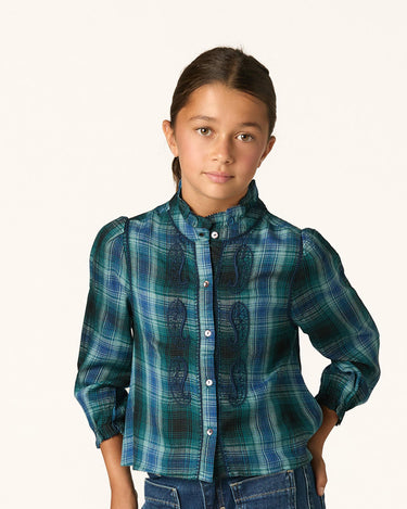 BLUE CHECK EMBROIDERED SHIRT