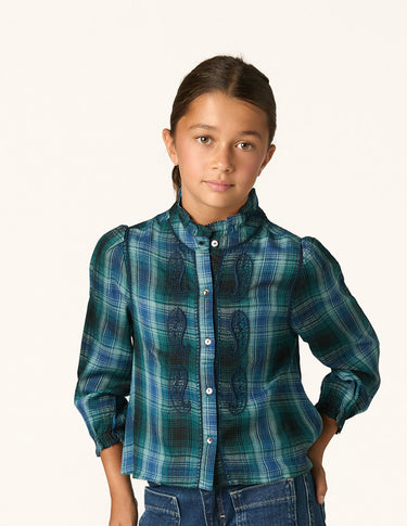 BLUE CHECK EMBROIDERED SHIRT
