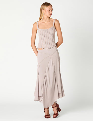 LIGHT GREY ASYMMETRIC HEM SKIRT
