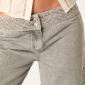 METALLIC EMBROIDERED LIGHT GREY PANTS