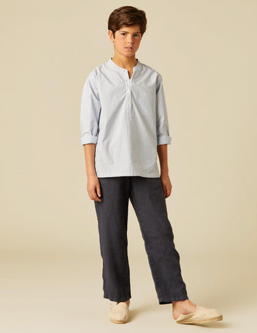 DARK BLUE LINEN TROUSERS