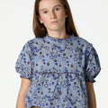 FLORAL PRINT SHIRT WITH BLUE STITCHING