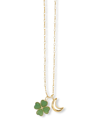 MOON CLOVER CHARM NECKLACE