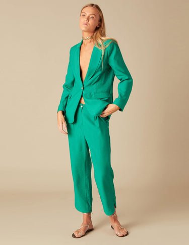 PANTS WITH SIDE SLIT GREEN