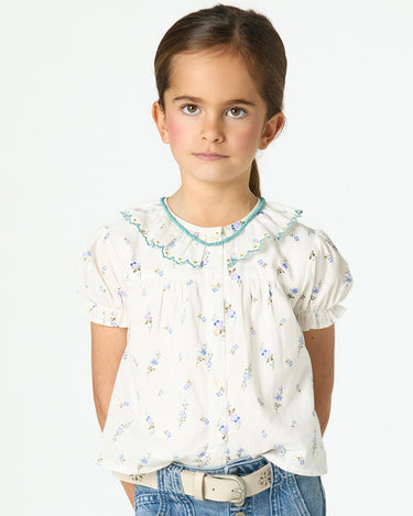 PRINT FLOWER BLUE SHIRT
