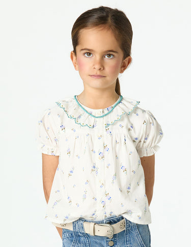 PRINT FLOWER BLUE SHIRT