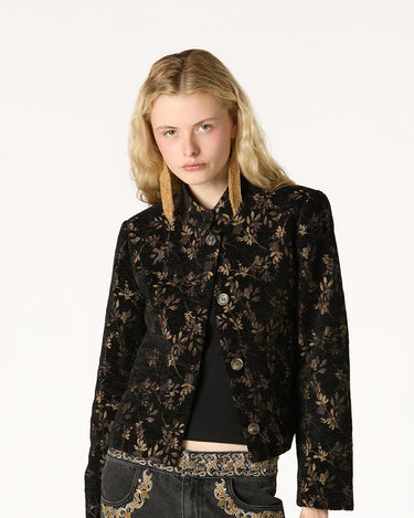 MANDARIN COLLAR PRINT JACKET
