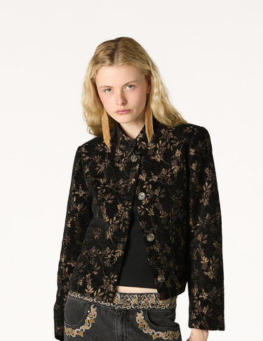 MANDARIN COLLAR PRINT JACKET