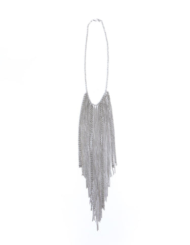 SILVER CHAIN FRINGE NECKLACE