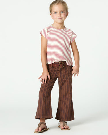 BROWN STRIPED DENIM TROUSERS