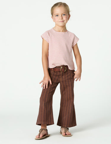 BROWN STRIPED DENIM TROUSERS