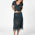 ANTHRACITE EMBROIDERED TULLE SKIRT