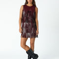 BURGUNDY FRINGE DRESS