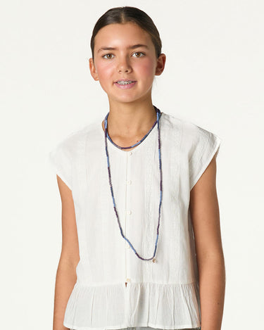 WHITE LACE V-NECK BLOUSE
