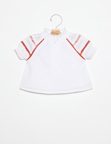 PICOT-SLEEVE SHIRT WHITE