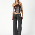 FRINGED ANTHRACITE DENIM PANTS