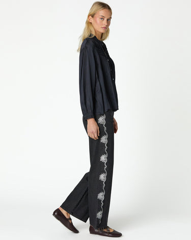 ANTHRACITE DENIM WITH SILVER EMBROIDERY
